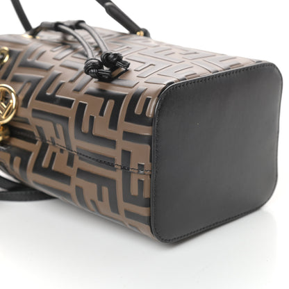 Fendi Vitello Liberty F is Fendi Bi-Color FF 1974 Embossed Mini Mon Tresor Bucket Bag Maya Black 8 of 9