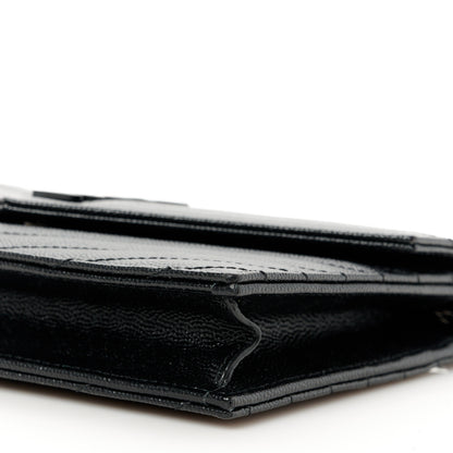 Saint Laurent Grain De Poudre Matelasse Chevron Monogram Monochrome Envelope Chain Black Black 9 of 9