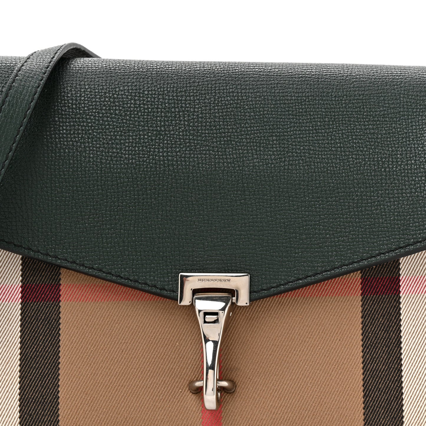 Derby Calfskin House Check Small Macken Crossbody Bag Dark Bottle Green