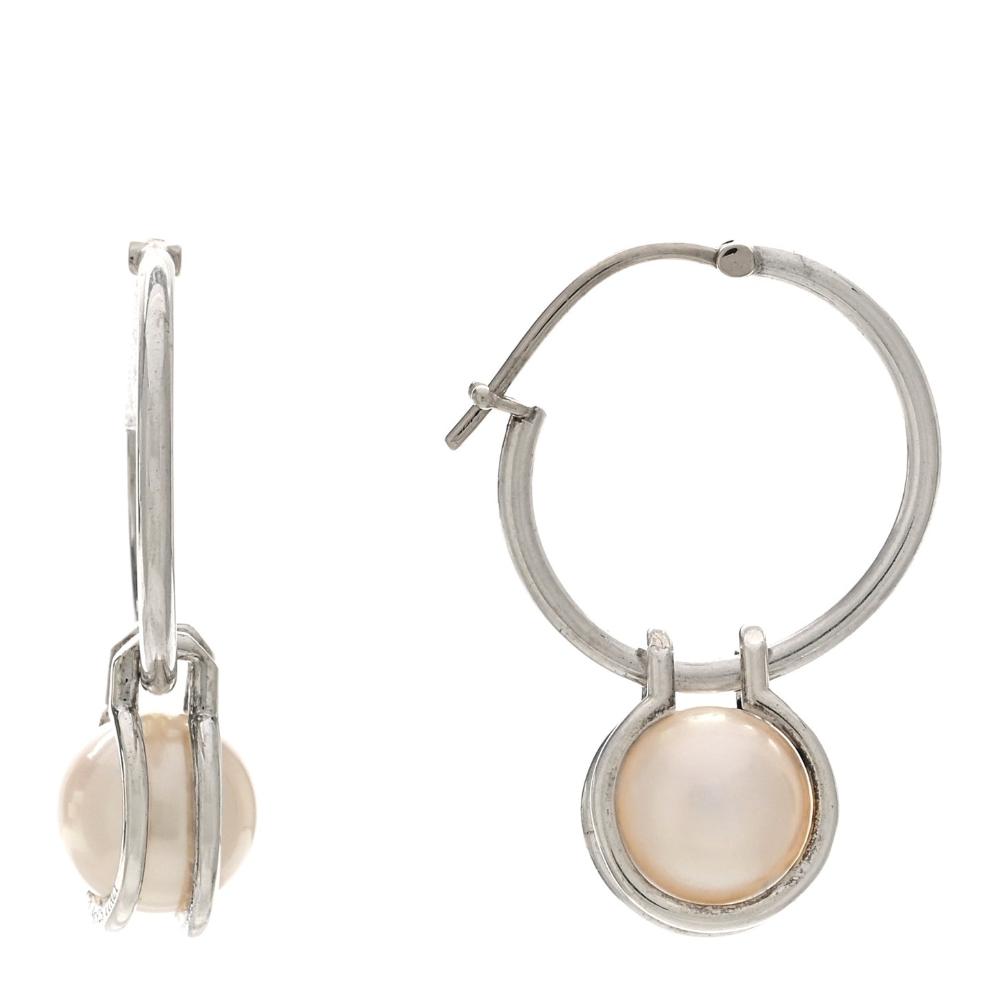 Sterling Silver Pearl HardWear Hoop Earrings