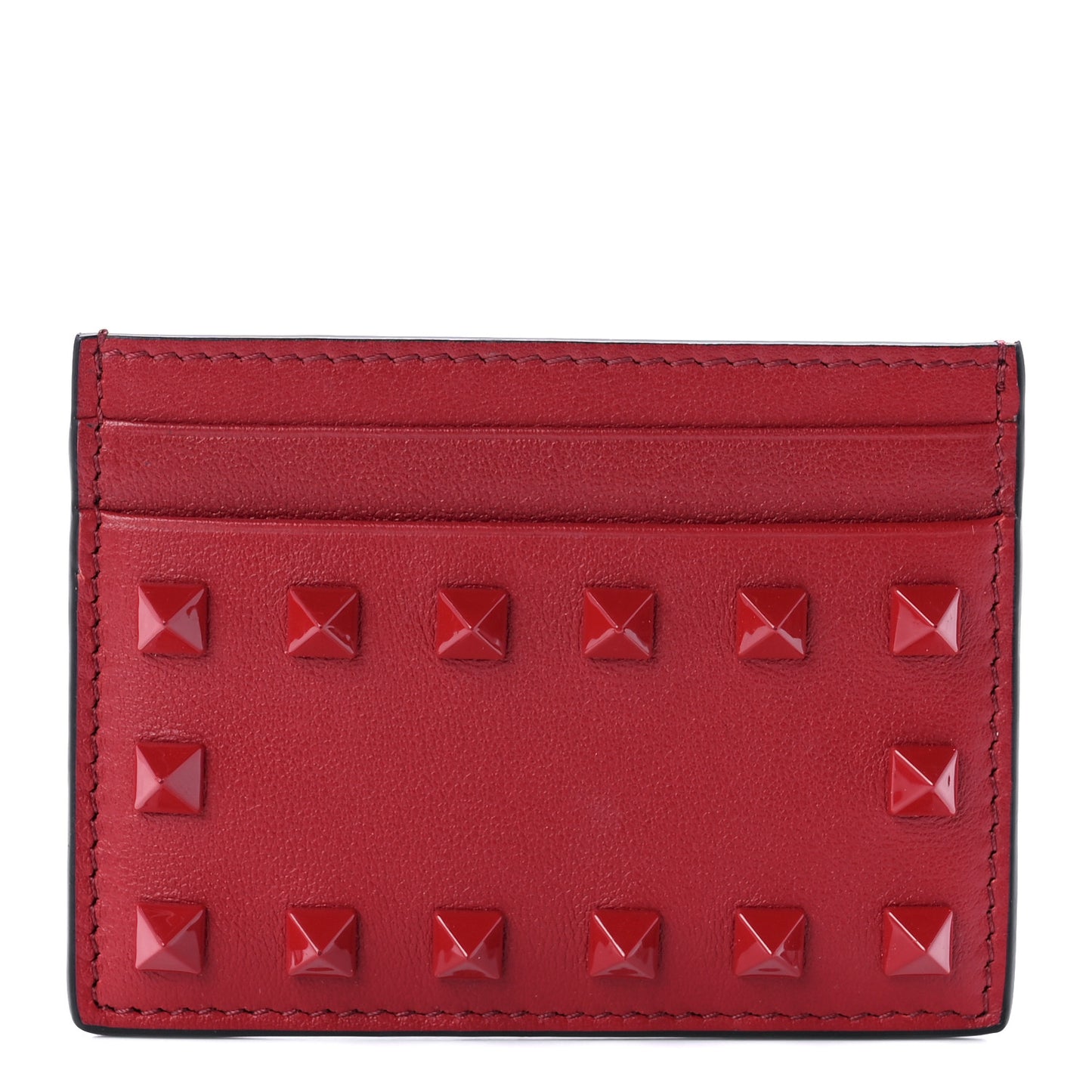 Vitello Rockstud Card Holder Red