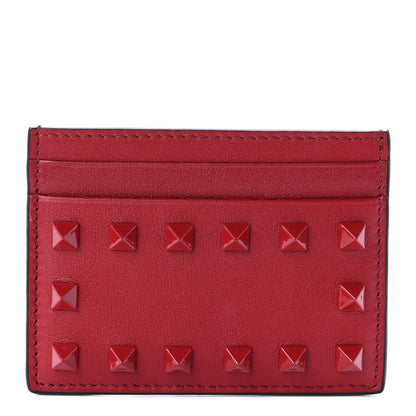 Valentino Garavani Vitello Rockstud Card Holder Red 1 of 8