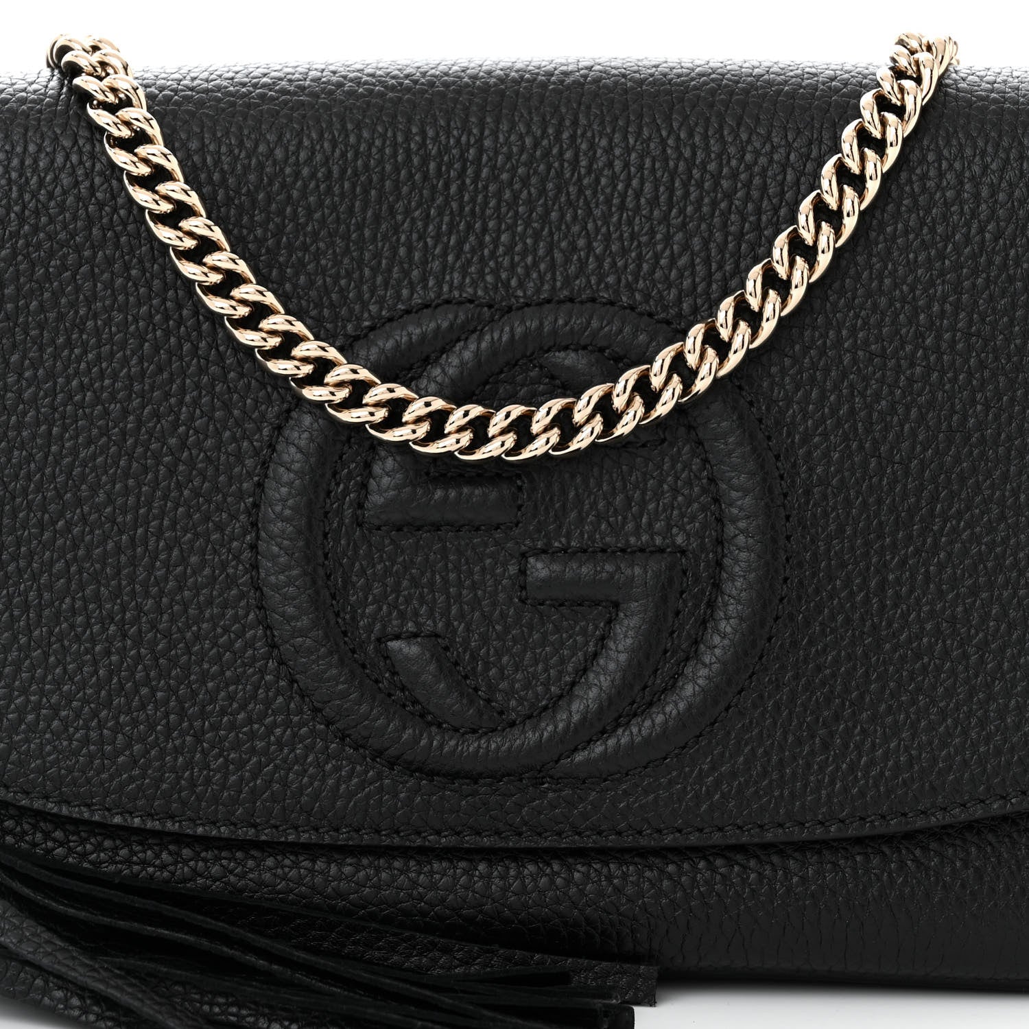 Gucci Pebbled Calfskin Medium Soho Flap Crossbody Black 8 of 10