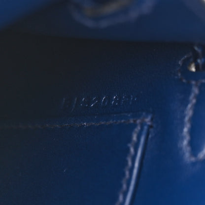 Hermes Madame Calfskin Shiny Alligator Mini Kelly Sellier Touch 20 Bleu Encre 7 of 15
