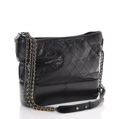 Chanel Aged Calfskin Quilted Large Gabrielle Hobo Black 3 of 11