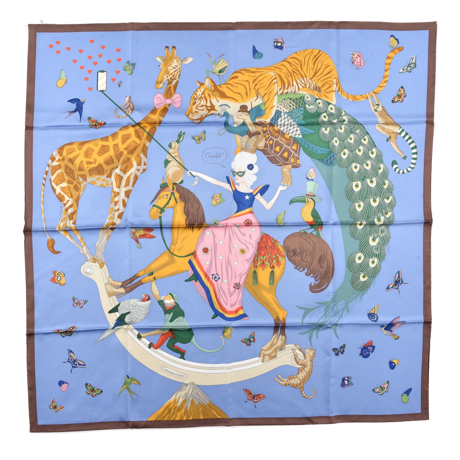 Hermes Silk Story Scarf 90 Bleu Lavande Vert 1 of 5