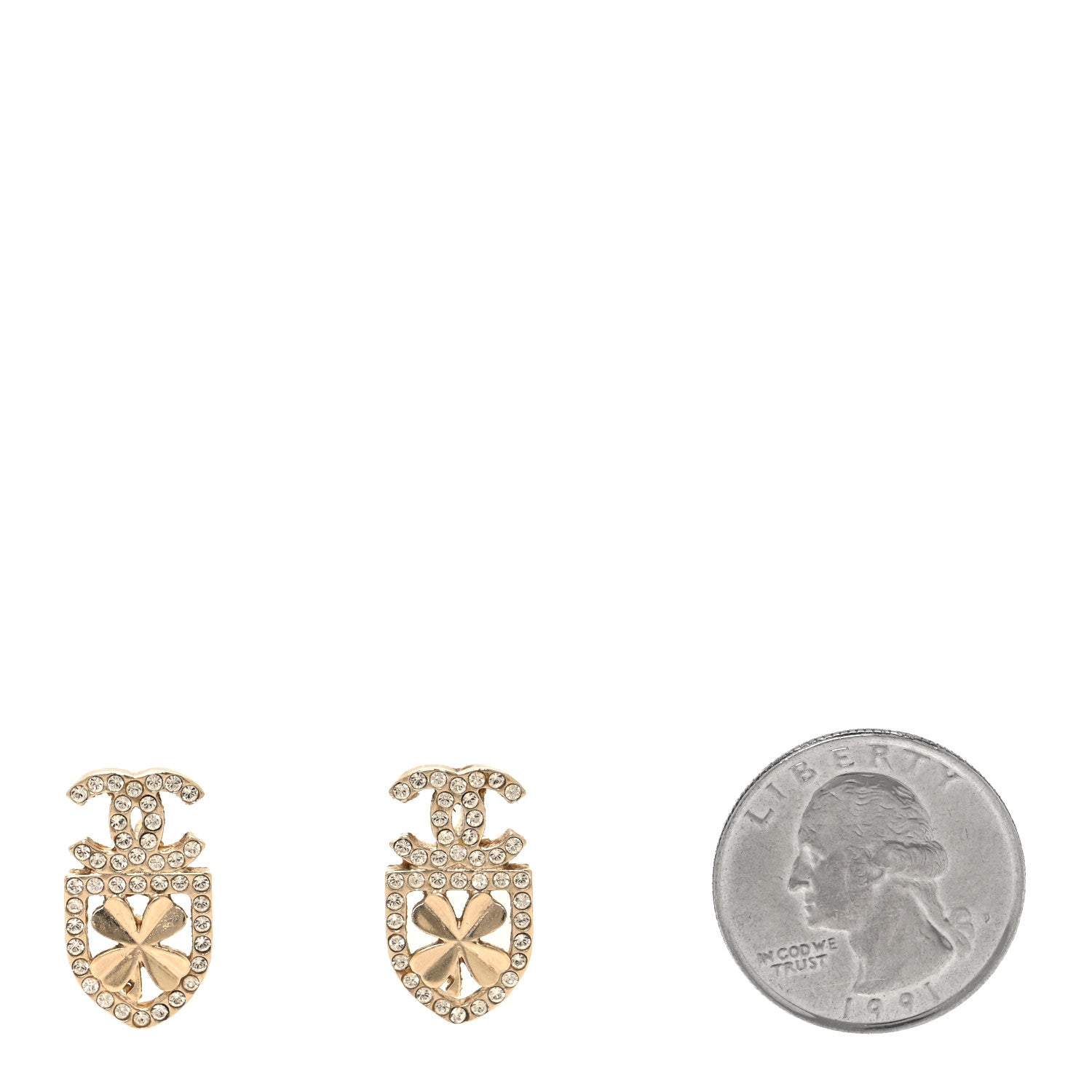 Chanel Crystal CC Sergeant Chanel Earrings Gold 2 of 4