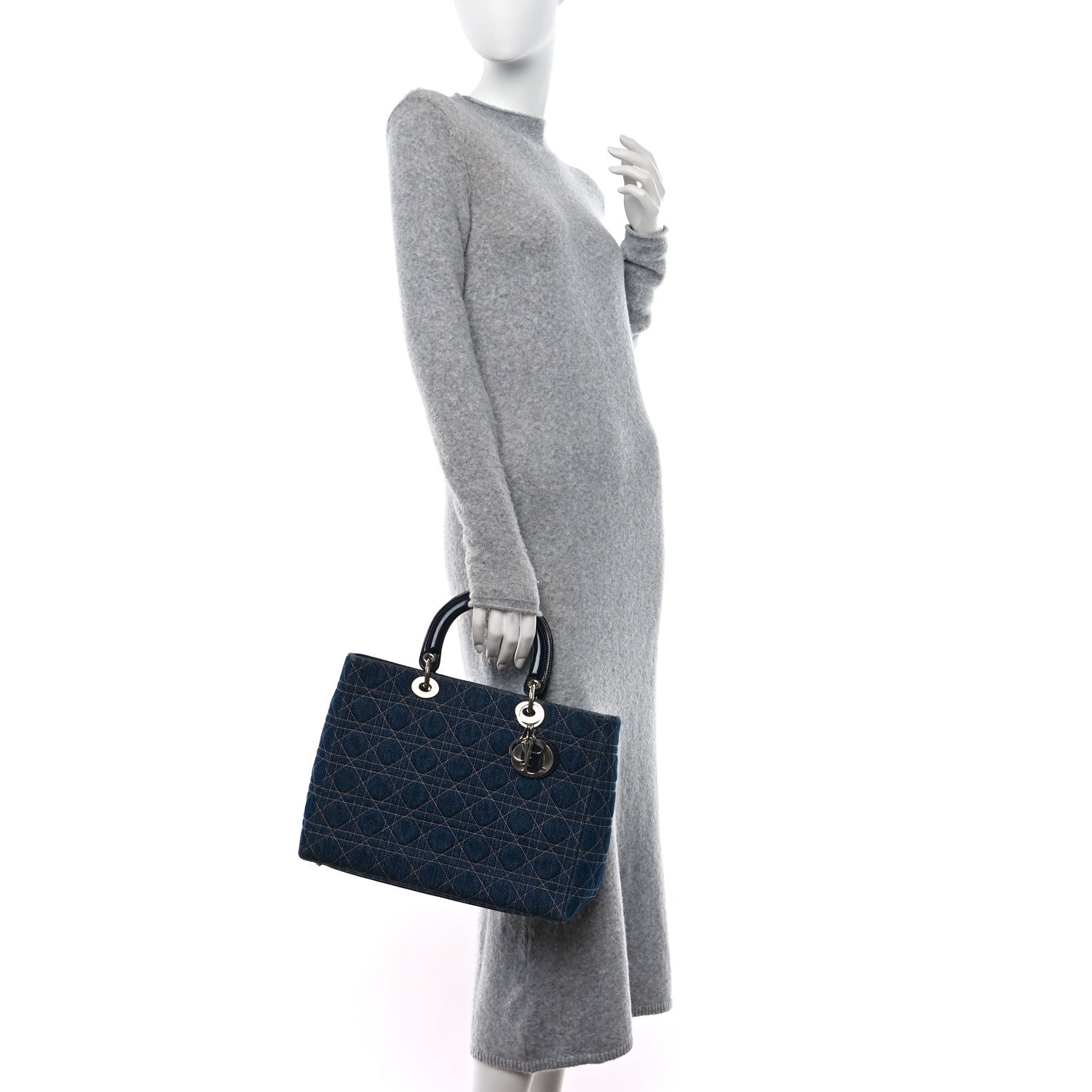 Christian Dior Denim Cannage Large Lady Dior Blue 2 of 11