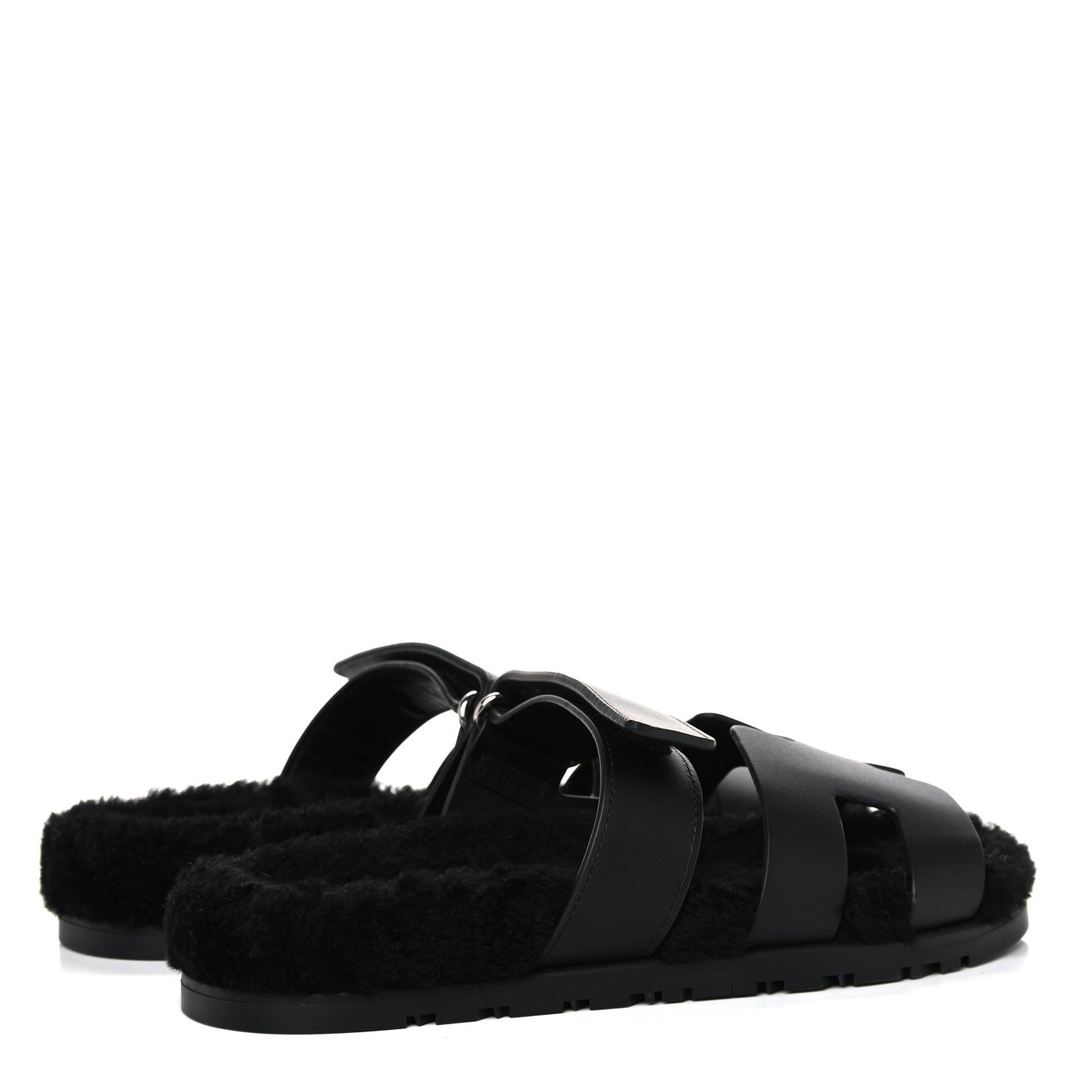 Calfskin Woolskin Womens Chypre Sandals 38 Black