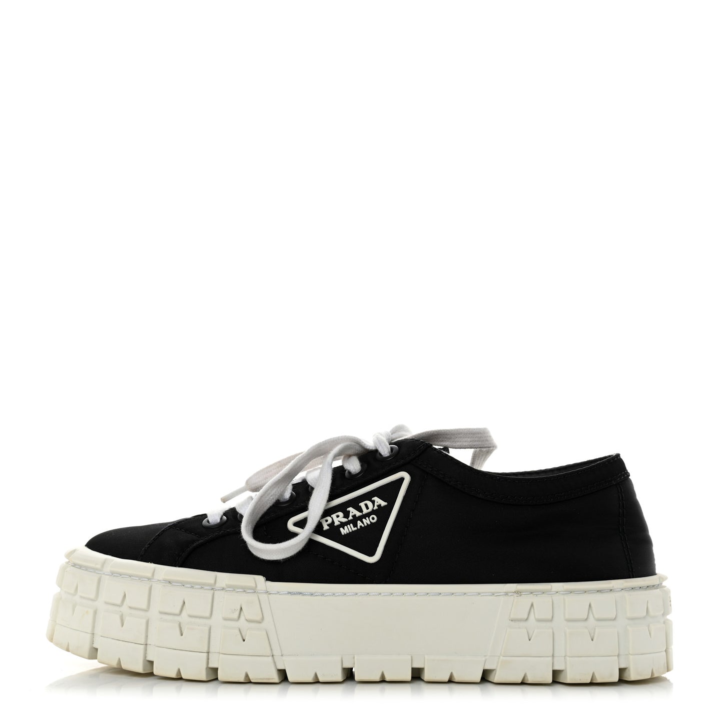 Re-Nylon Gabardine Triangle Logo Double Wheel 50mm Sneakers 41 Black
