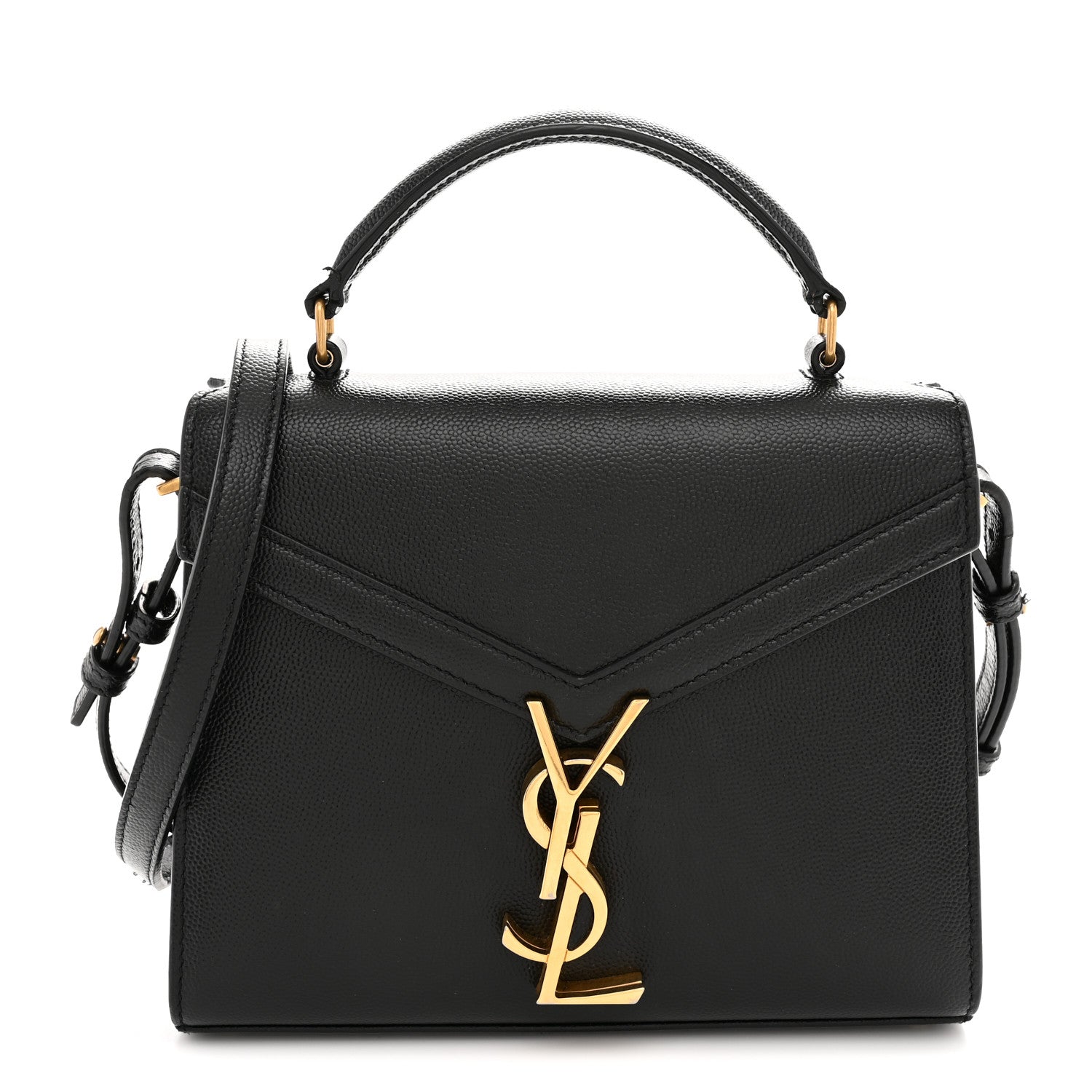 Saint Laurent Grain de Poudre Mini Classic Monogram Cassandra Top Handle Black 1 of 13