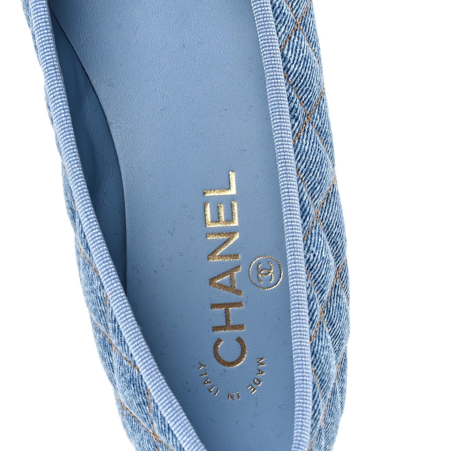 Chanel Denim Quilted CC Cap Toe Ballerina Flats 40 Light Blue 7 of 10
