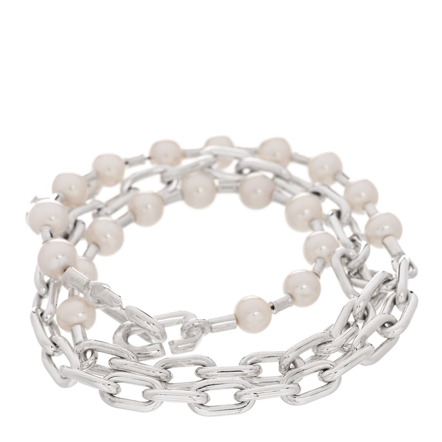 Tiffany Sterling Silver Freshwater Cultured Pearl HardWear Lock Bracelet 2 of 5
