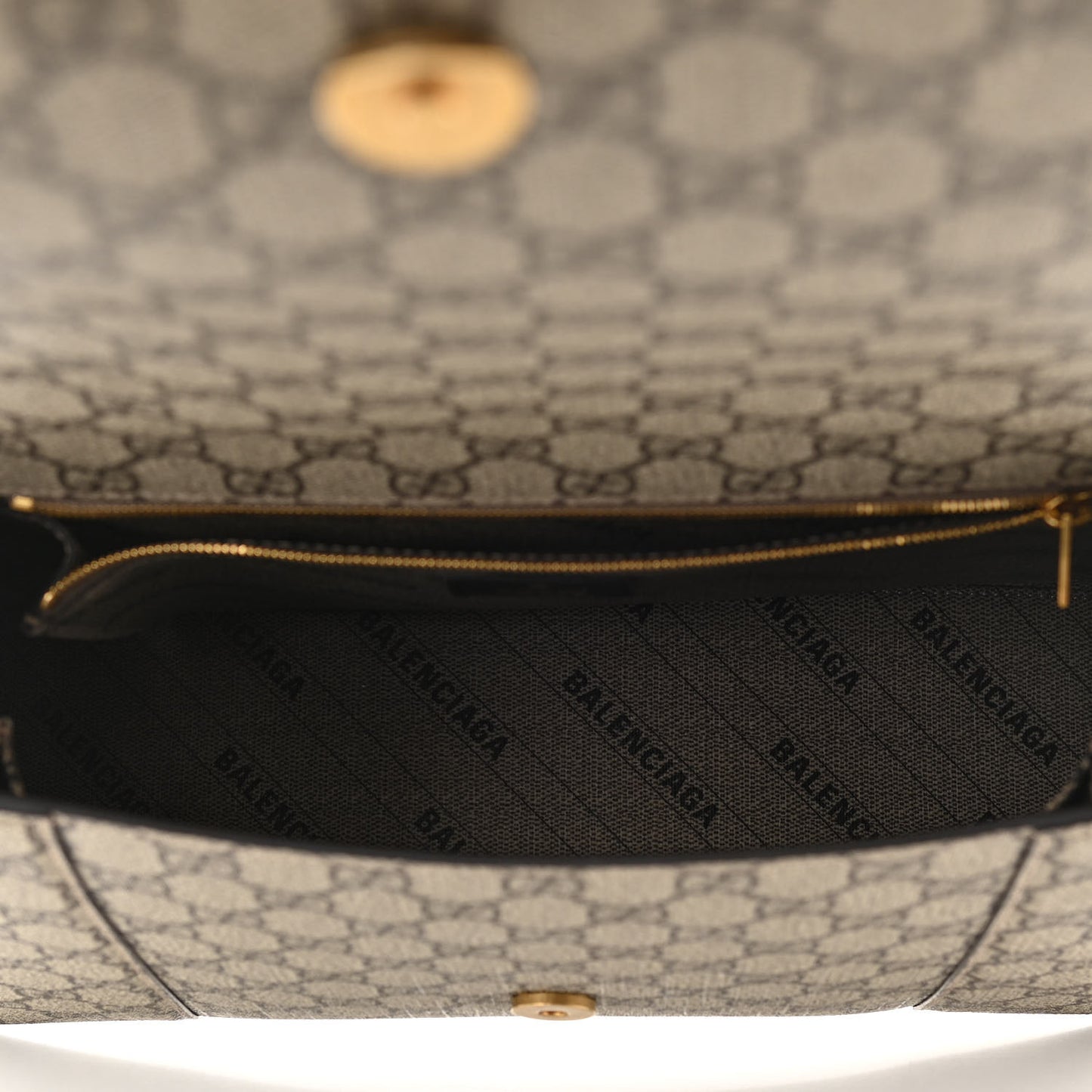 X GUCCI GG Supreme Monogram Medium Hourglass Top Handle Bag Beige Ebony