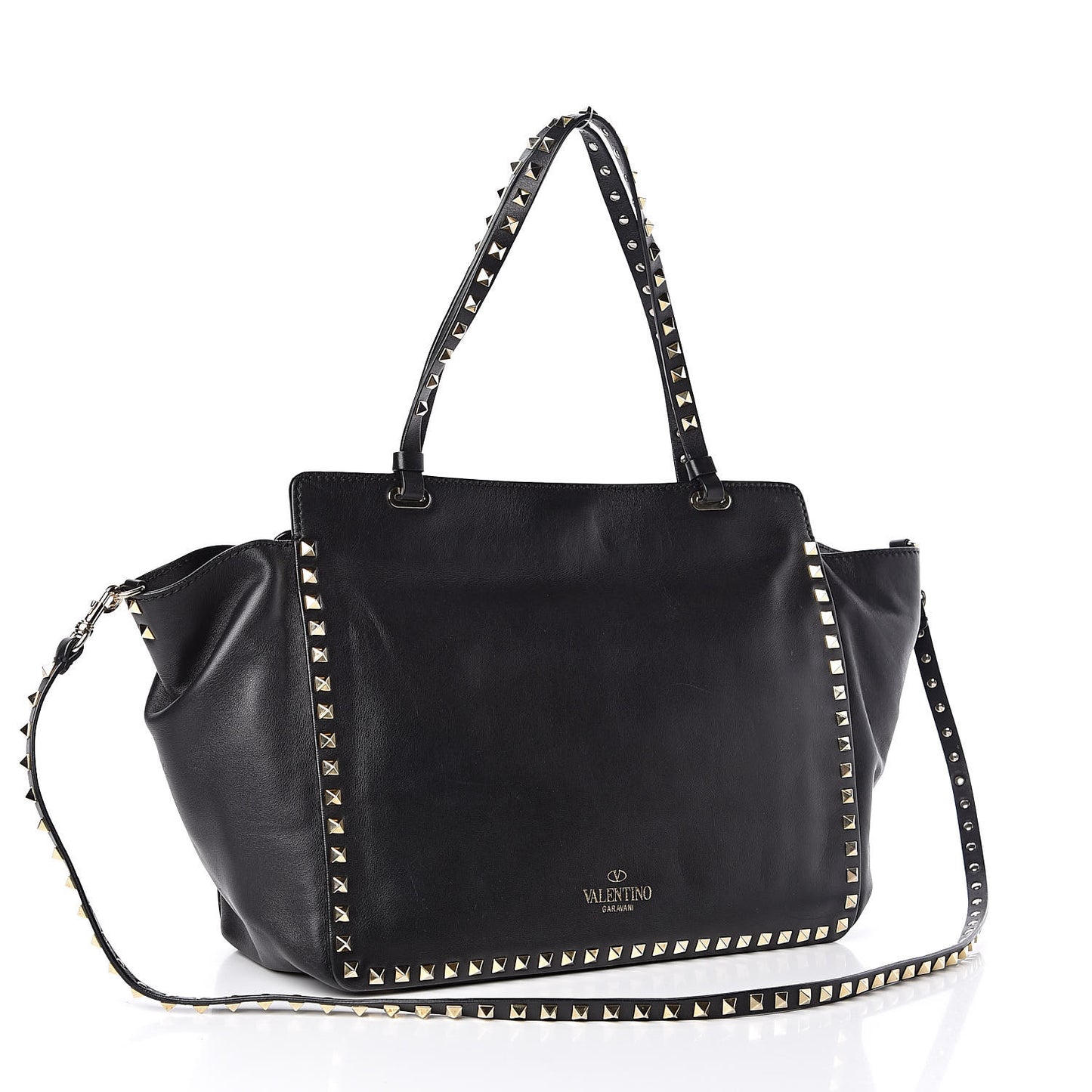 Vitello Medium Rockstud All Over Tote Black