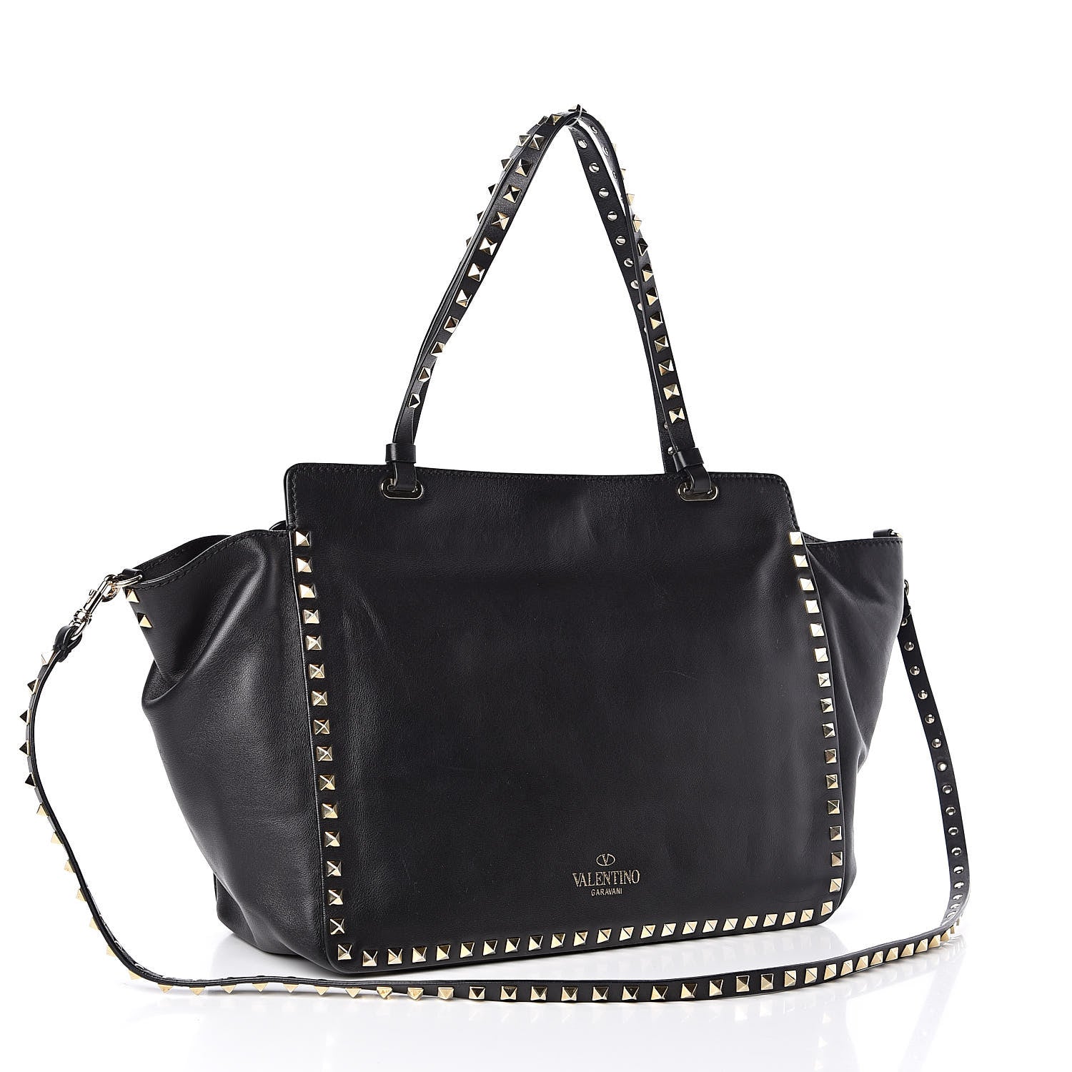 Valentino Garavani Vitello Medium Rockstud All Over Tote Black 3 of 11