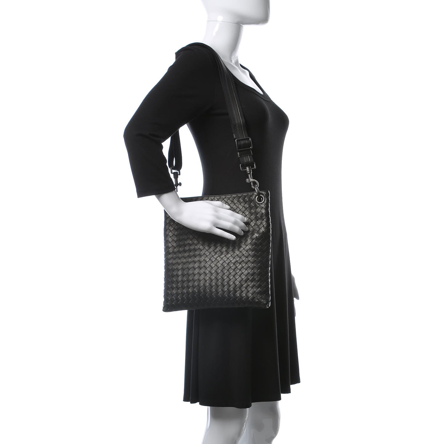 Nappa Intrecciato VN Crossbody Messenger Bag Black