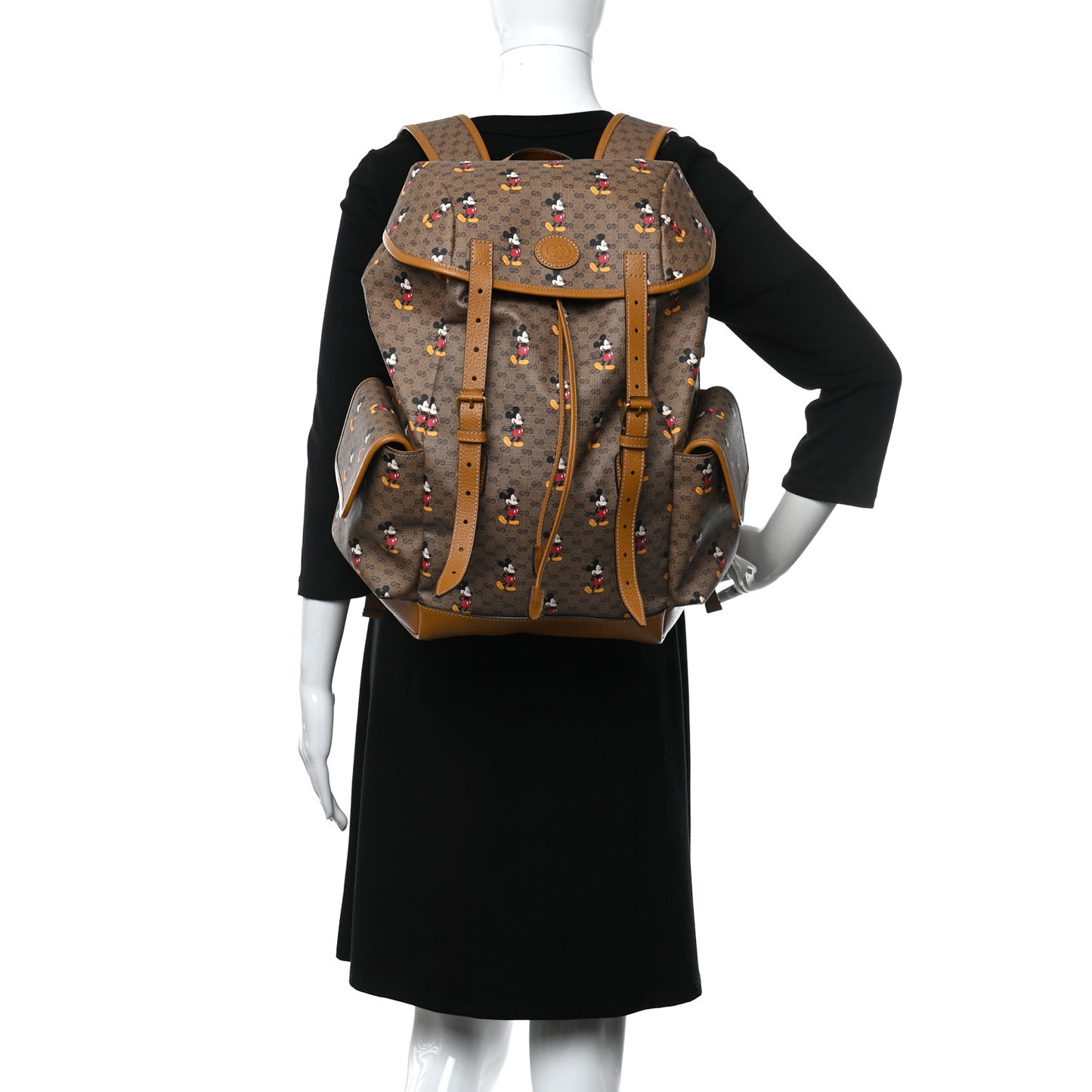 X DISNEY Mini Vintage GG Supreme Monogram Mickey Mouse Medium Backpack Beige Vintage Sun Oil