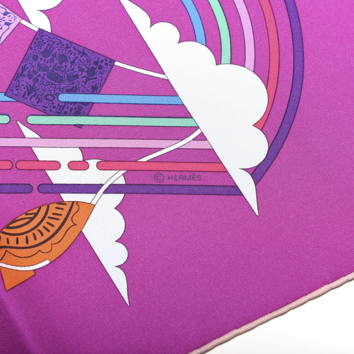 Hermes Silk La Maizeon des Carres Scarf 90 Fuchsia Blanc Multicolore 3 of 4