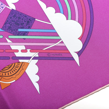Hermes Silk La Maizeon des Carres Scarf 90 Fuchsia Blanc Multicolore 3 of 4