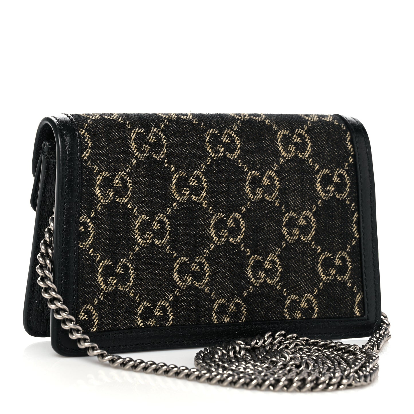 Jacquard Black Denim GG Monogram Super Mini Dionysus Shoulder Bag Black Ivory