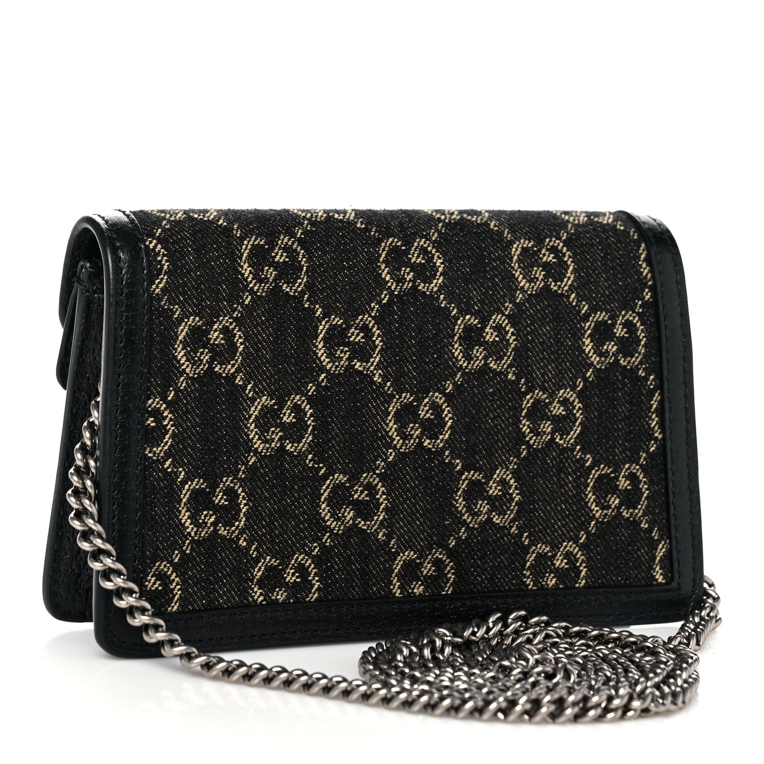 Gucci Jacquard Black Denim GG Monogram Super Mini Dionysus Shoulder Bag Black Ivory 2 of 9