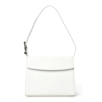 Balenciaga Patent Calfskin Lizard Embossed Medium Ghost Shoulder Bag Optic White 1 of 14