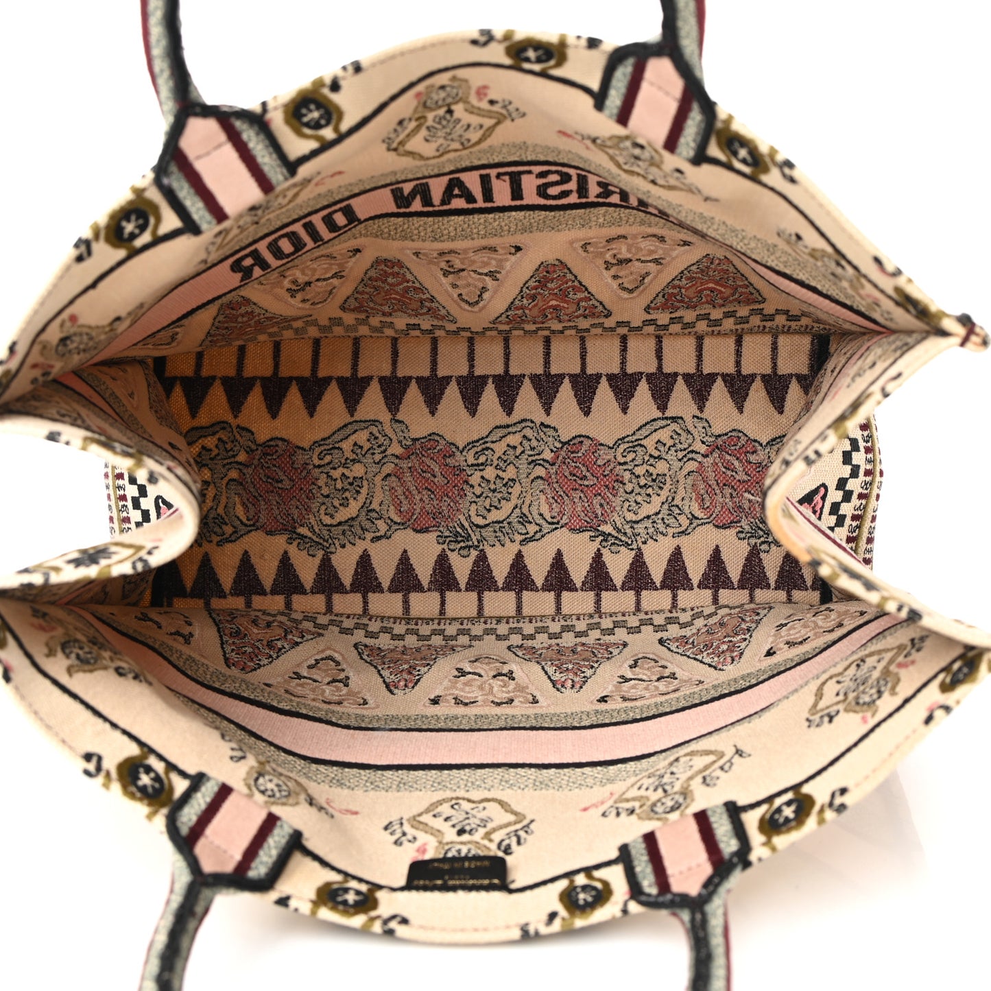Canvas Embroidered Geometric Book Tote Multicolor