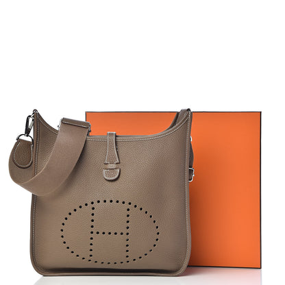 Hermes Taurillon Clemence Evelyne III PM Etoupe 12 of 12