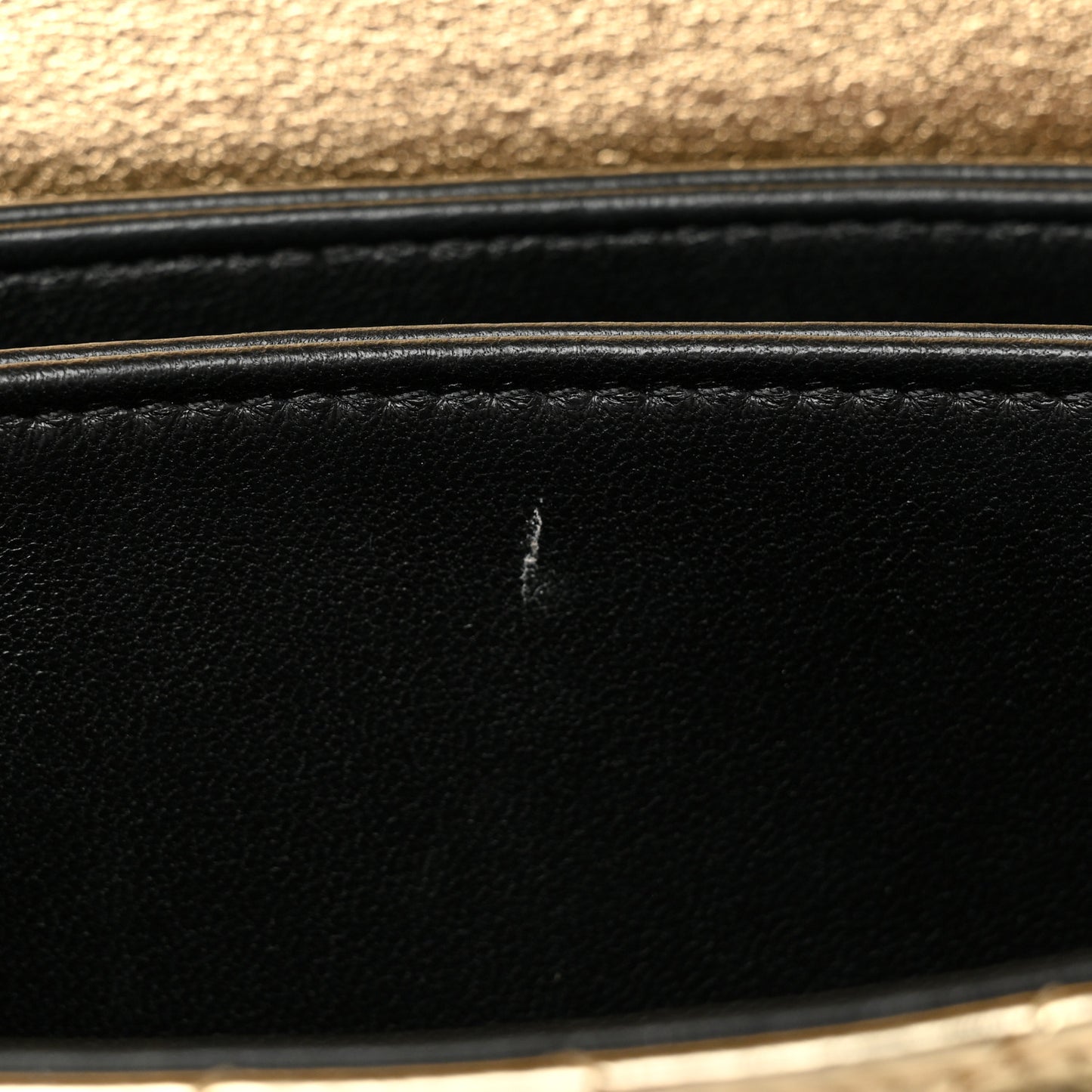 Hammered Metallic Calfskin Quilted Flap Gold