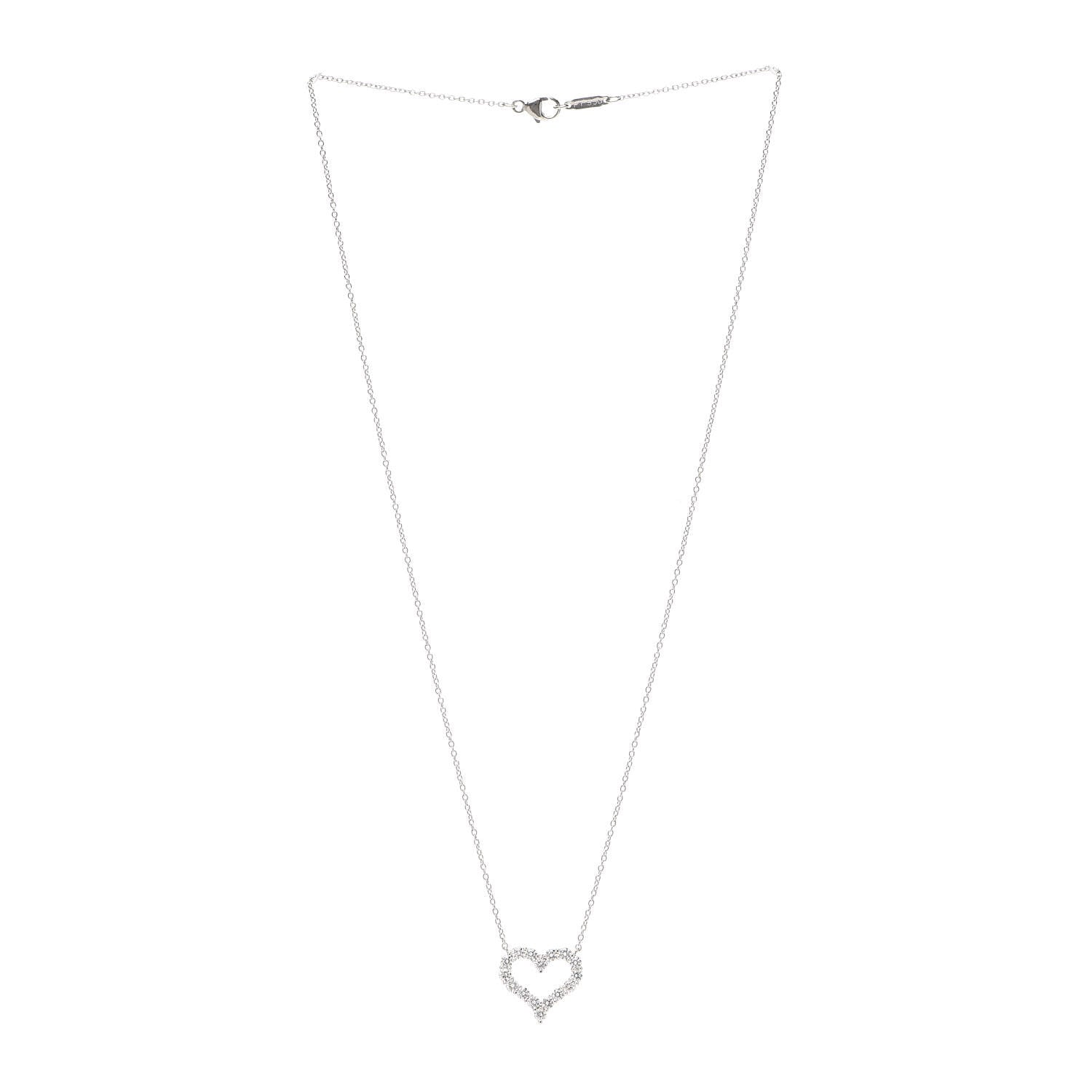 Tiffany Platinum Diamond .72ct Heart Pendant Necklace 3 of 6
