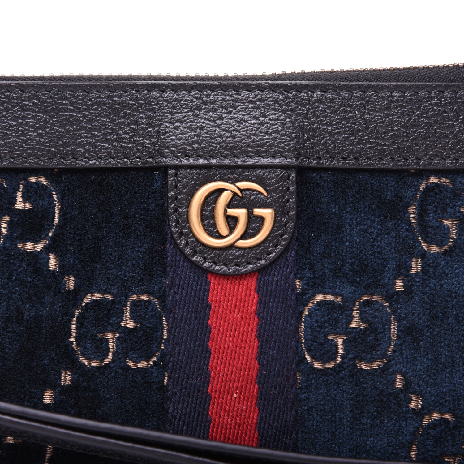 Gucci Velvet GG Monogram Textured Calfskin Web Smartphone Case Blue Beige Black 8 of 10
