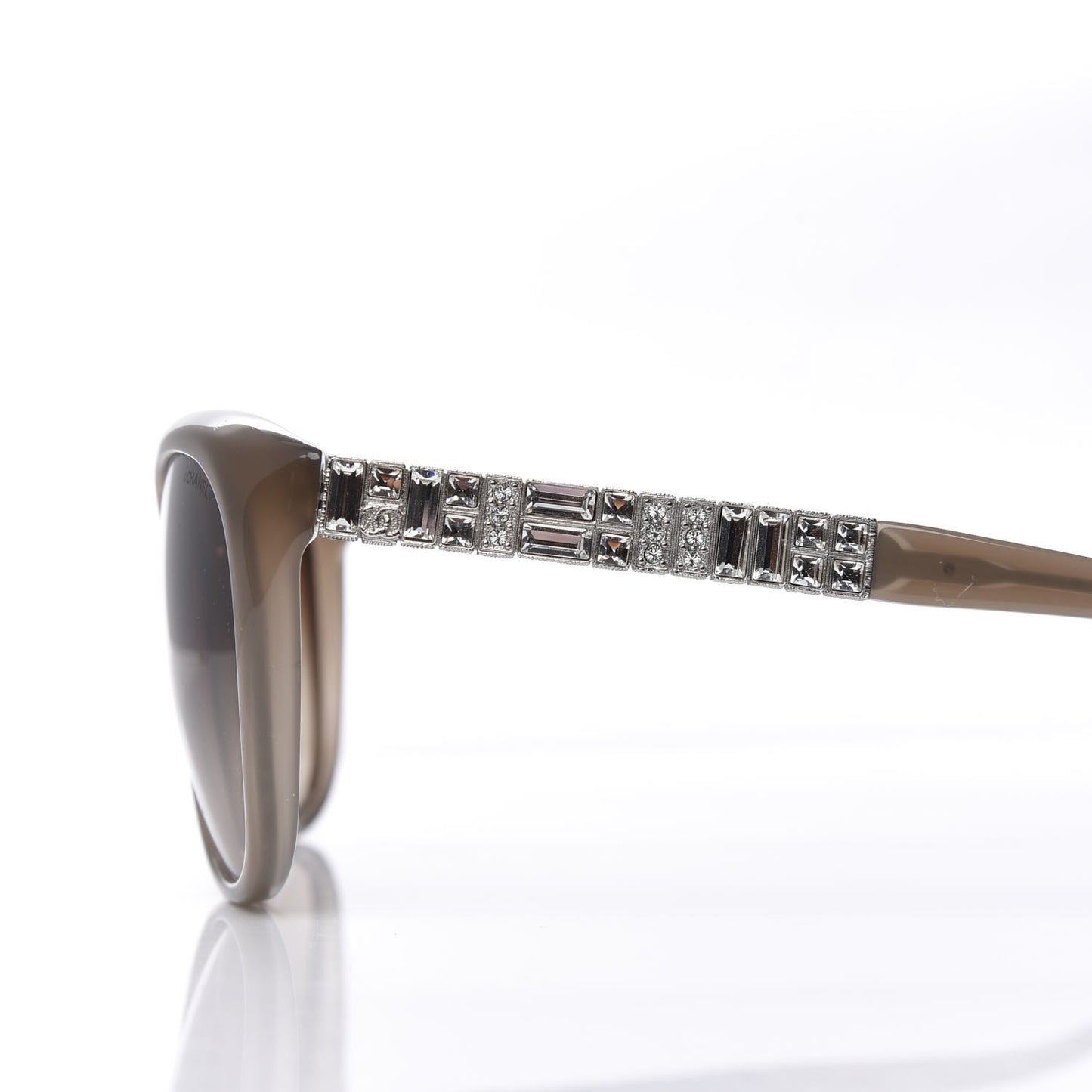 Crystal Baguette Cat Eye Sunglasses 5309-B Brown