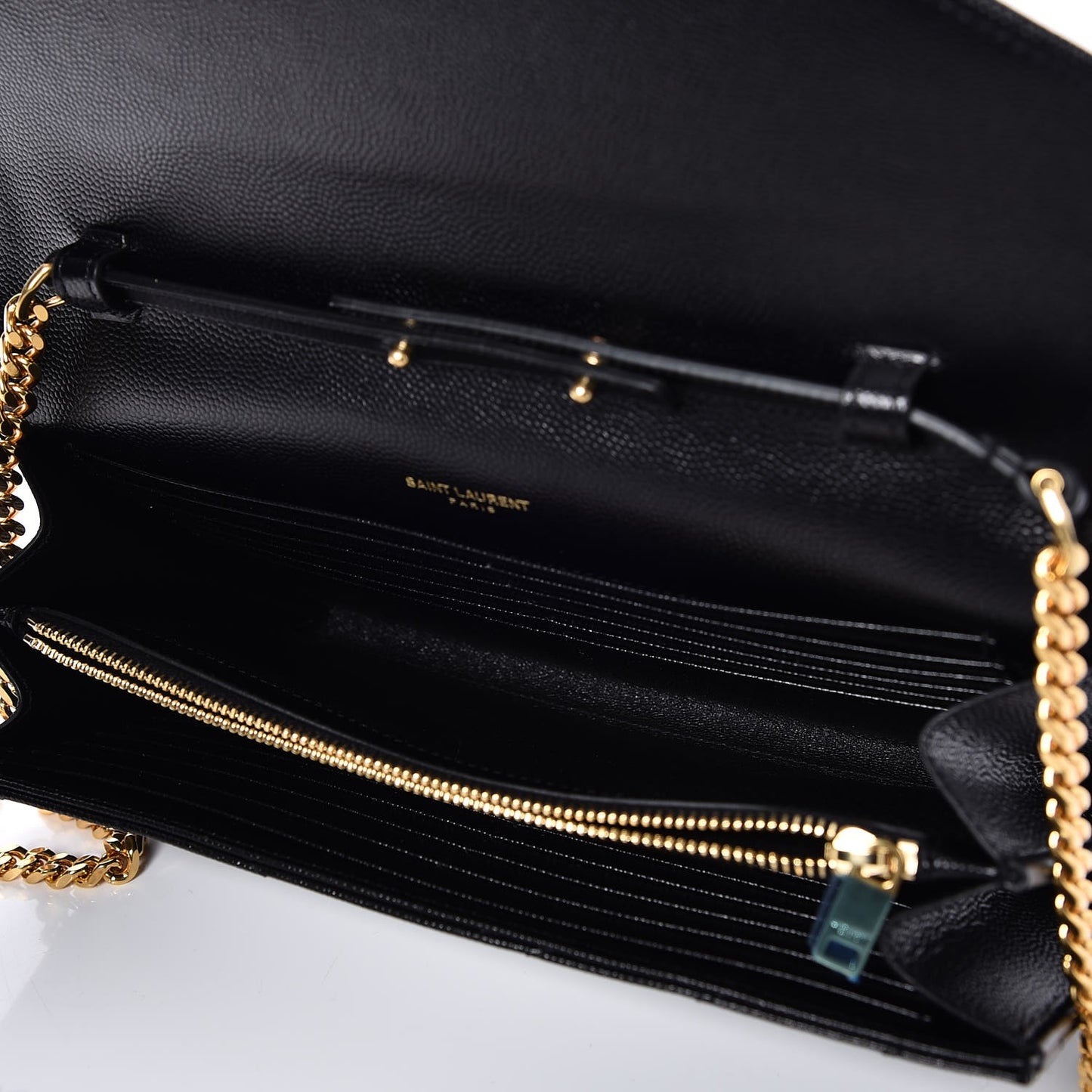 Grain De Poudre Matelasse Chevron Monogram Chain Wallet Black