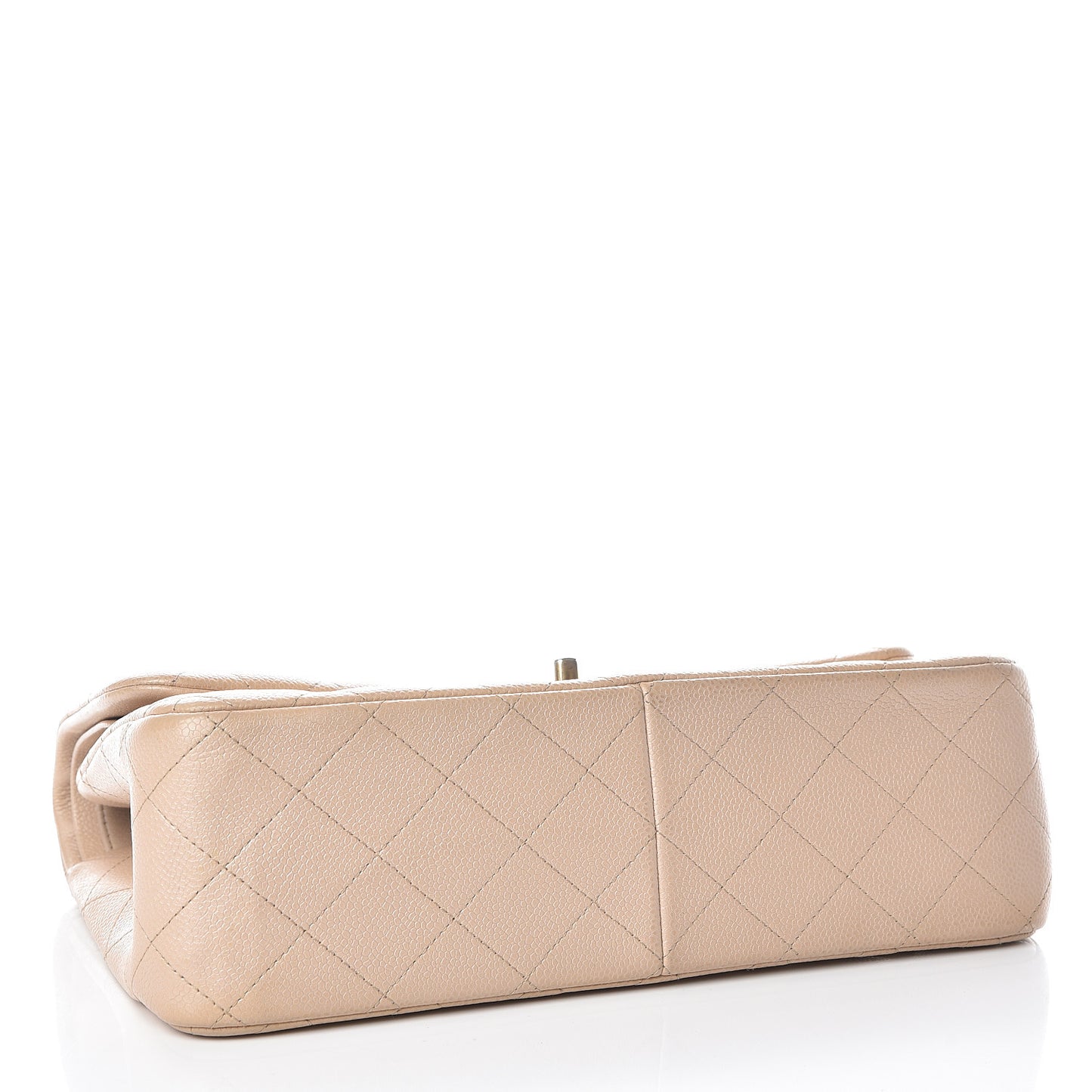 Pearly Caviar Quilted Jumbo Double Flap Beige