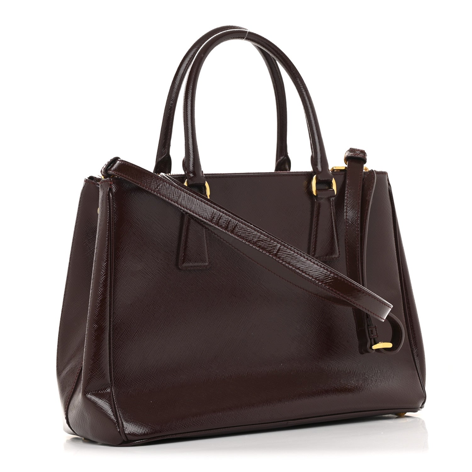 Prada Saffiano Vernice Galleria Front Pocket Tote Cherry 3 of 12