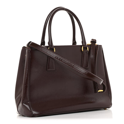 Prada Saffiano Vernice Galleria Front Pocket Tote Cherry 3 of 12