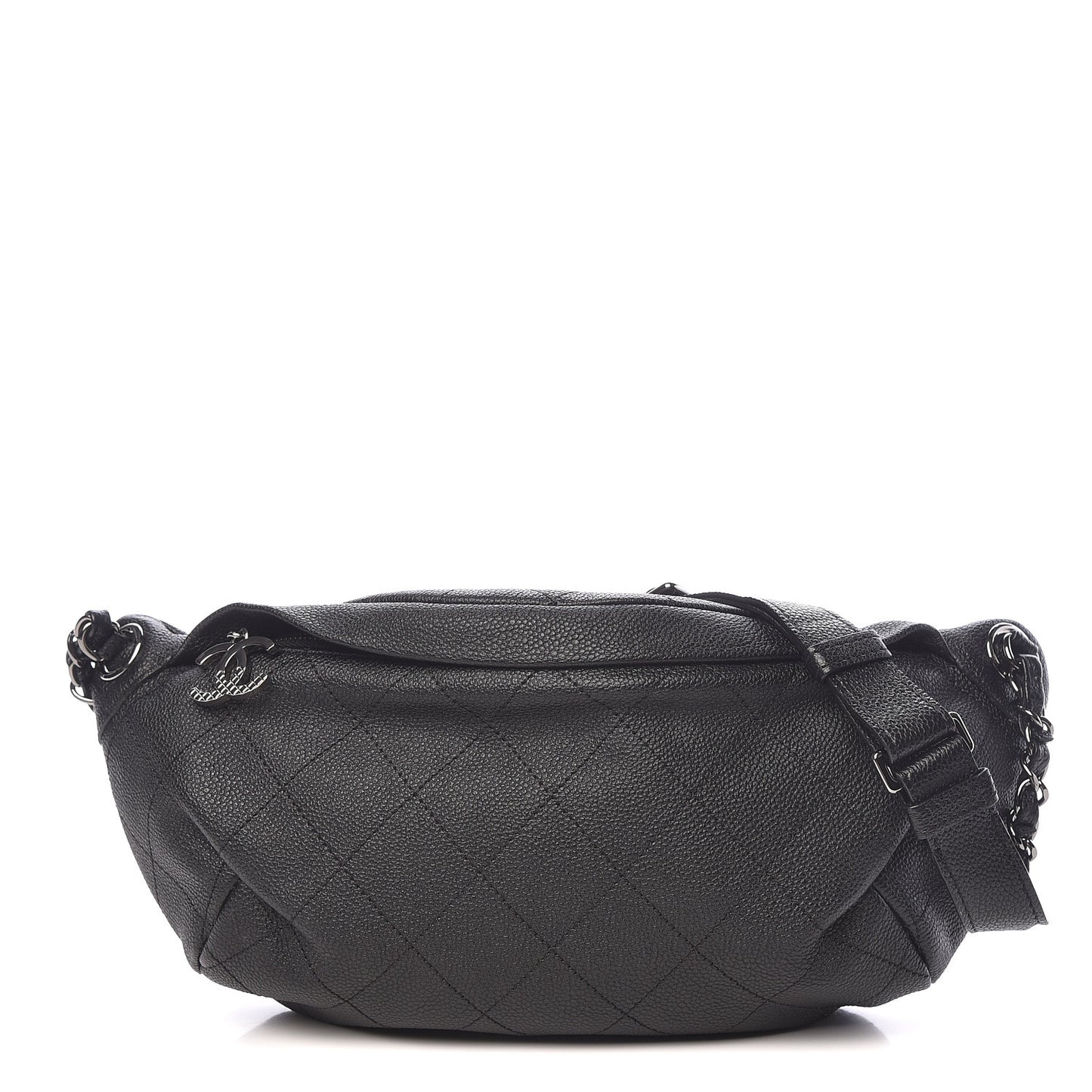 Caviar Stitched Banane Waist Bag Fanny Pack Black