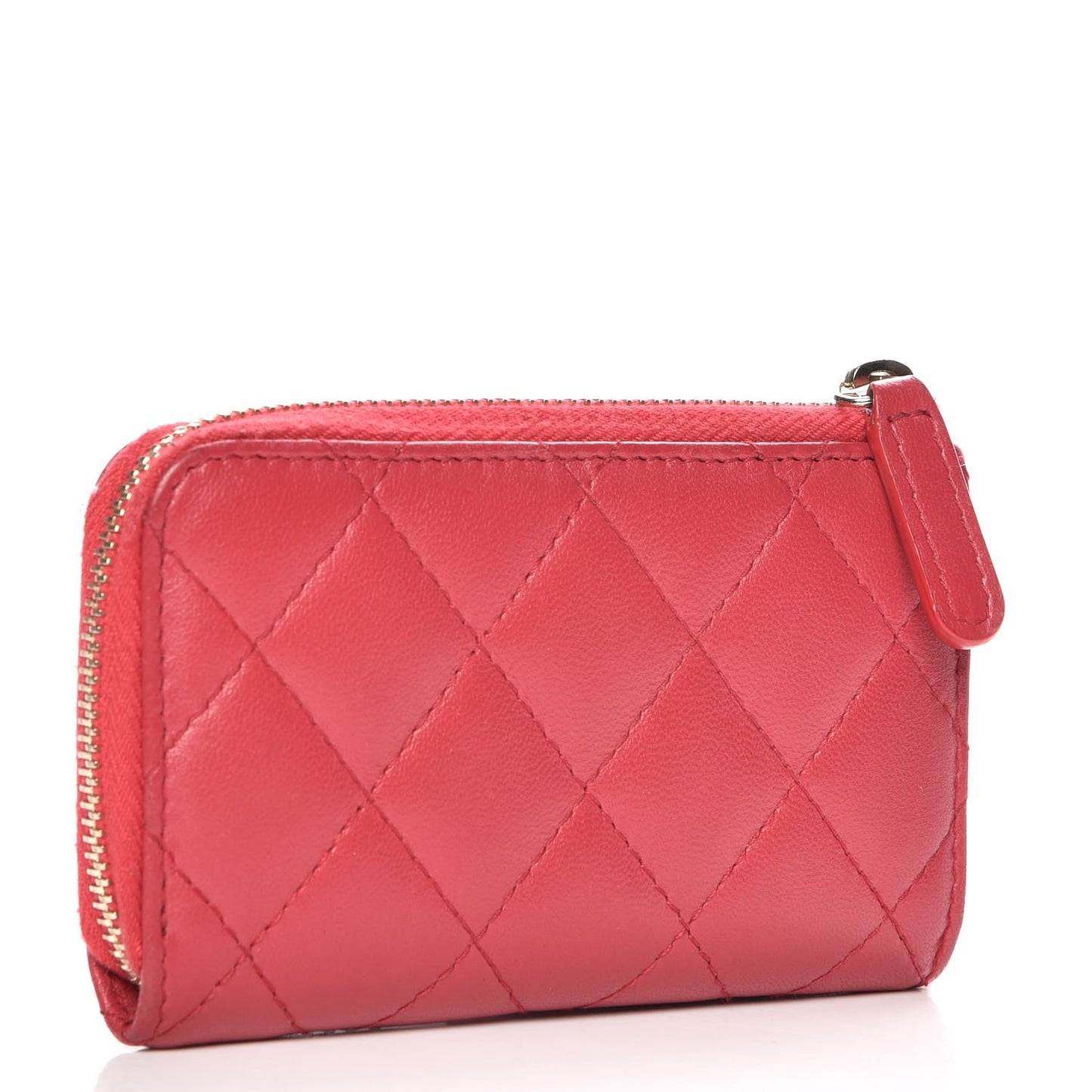 Lambskin Quilted Key Holder Case Red