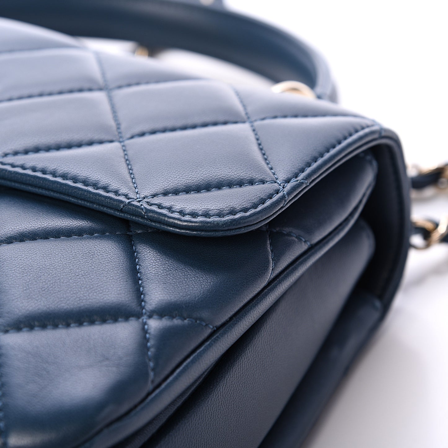 Lambskin Quilted Small Trendy CC Flap Dual Handle Bag Blue