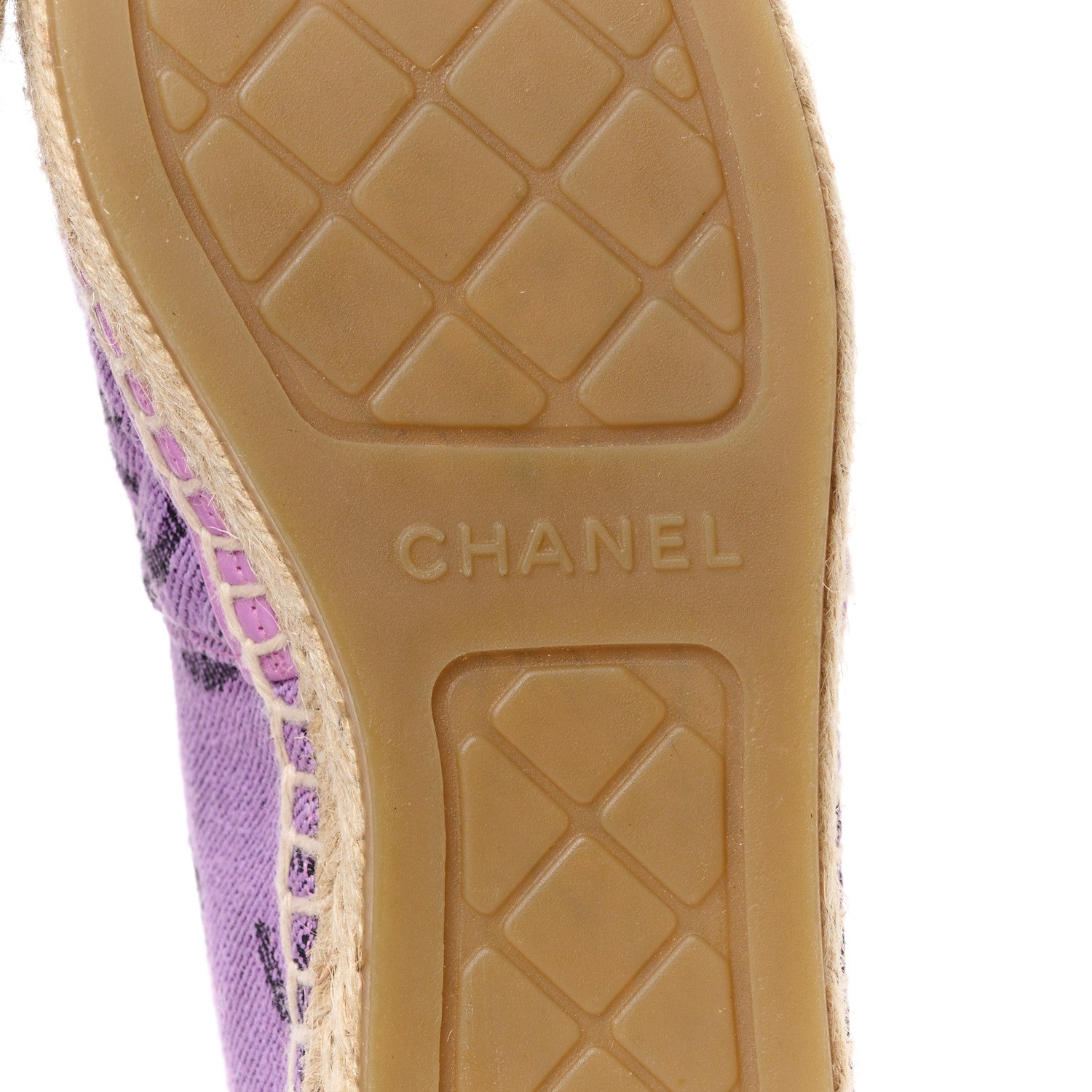 Chanel Cotton Jacquard Grosgrain CC Print Espadrilles 36 Purple Black 6 of 11