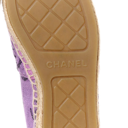 Chanel Cotton Jacquard Grosgrain CC Print Espadrilles 36 Purple Black 6 of 11