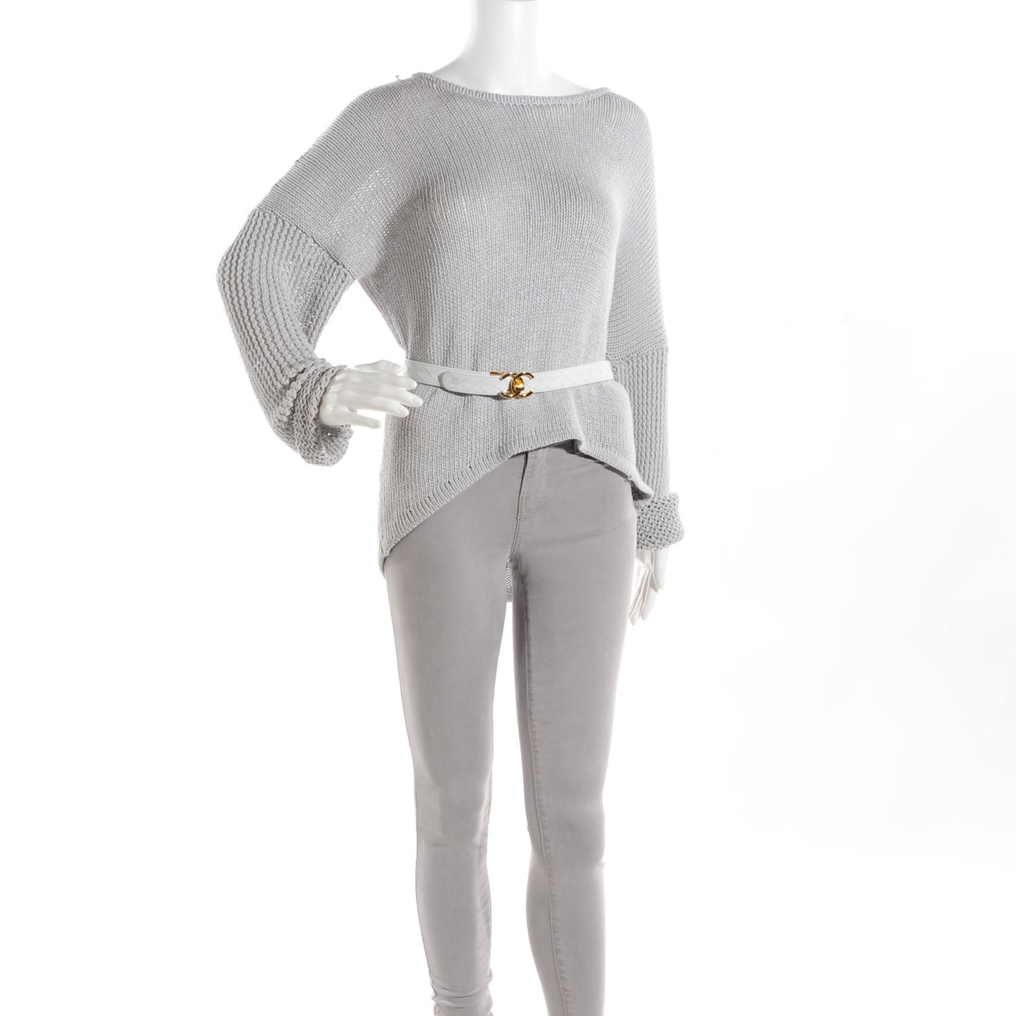 Lambskin Stitched CC Belt 75 30 White