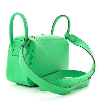 Hermes Taurillon Clemence Mini Lindy 20 Vert Comics 3 of 10