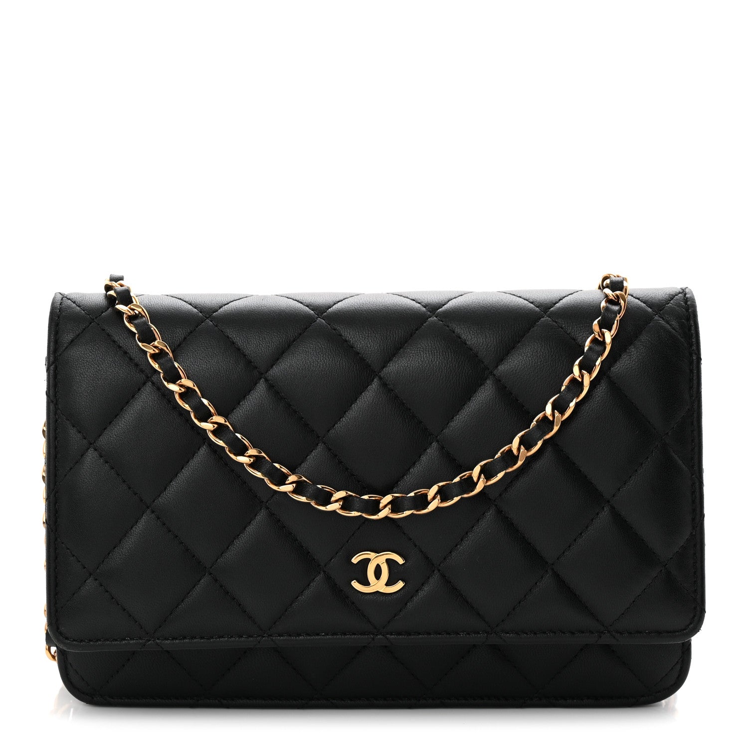 Chanel Lambskin Quilted Wallet On Chain WOC Black 1 of 23