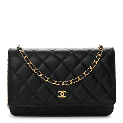 Chanel Lambskin Quilted Wallet On Chain WOC Black 1 of 23