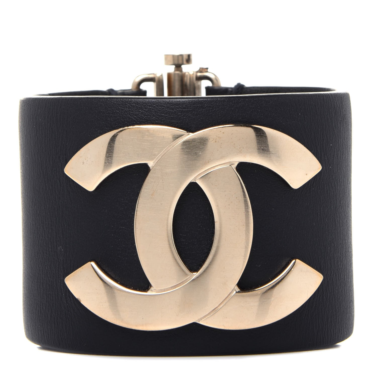 Chanel Calfskin CC Wide Cuff S Black Gold 1 of 6