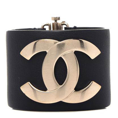Chanel Calfskin CC Wide Cuff S Black Gold 1 of 6