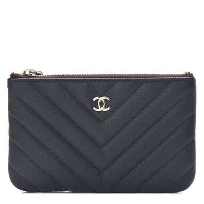 Chanel Caviar Chevron Quilted Small Cosmetic Case Black 1 of 9