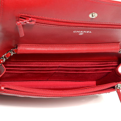 Chanel Patent Quilted Wallet On Chain WOC Red 5 of 8